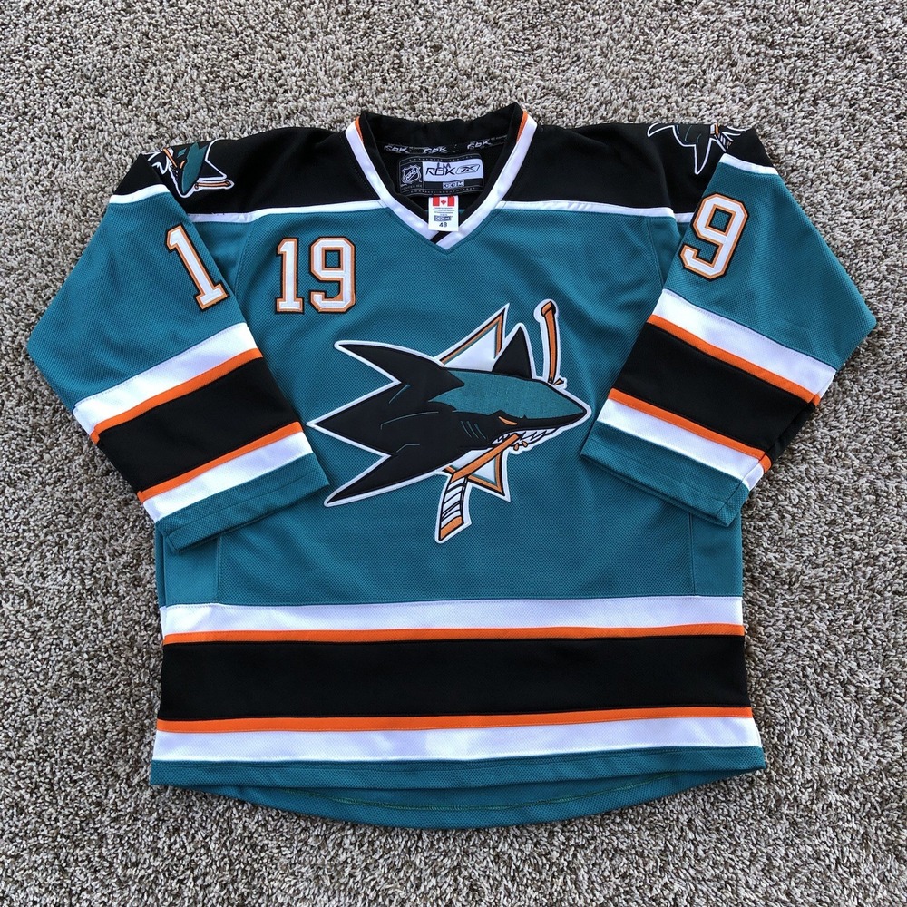 Reebok CCM San Jose Sharks Joe Thornton #19 NHL Jersey Teal Size 48 Canada Made